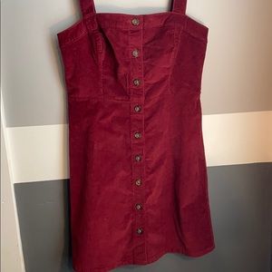 Hollister Womens Small Red Overall Dress Corduroy